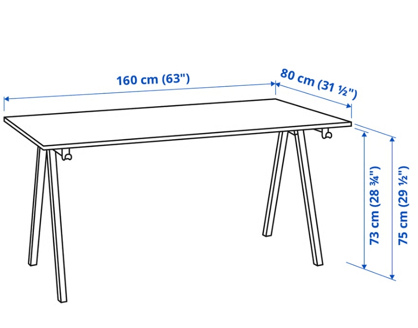 Bürotisch Sibier 160x80cm wie Neu in weiss