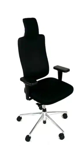 "Vitra "Headline" Bürodrehstuhl Stoff schwarz mit Chromgestell - Kopfstütze"