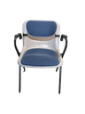 Stapelstuhl grau mit blauer Sitzfläche