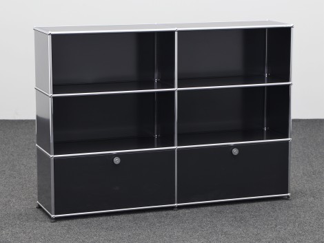 USM Haller Sideboard schwarz 110x152x37 1x Klappe, Glas