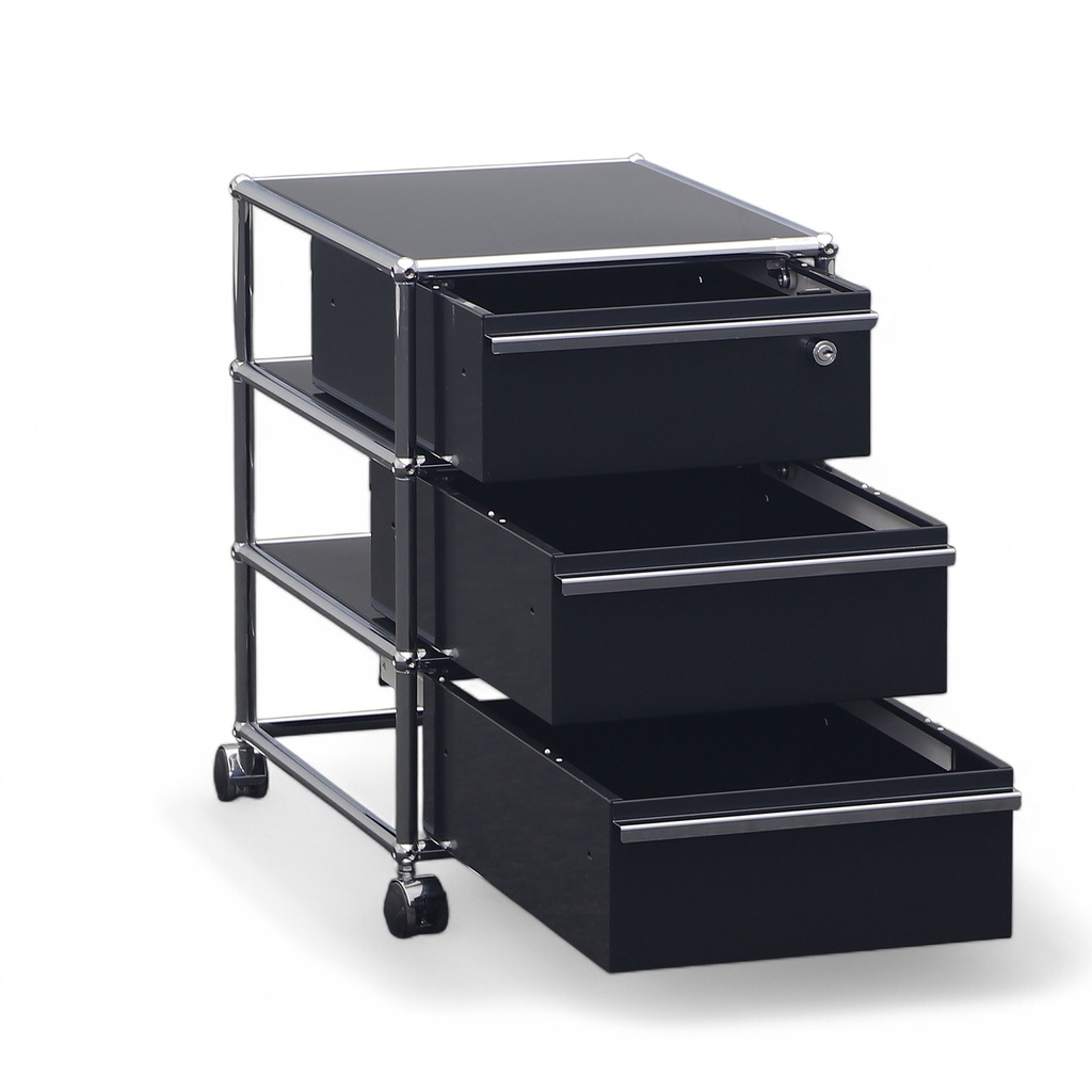 USM Korpus-Rollcontainer, Schubladen Schwarz