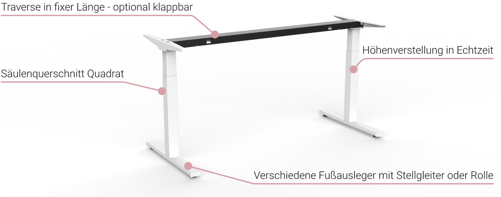 El. Höheverstellbarer Tisch Veyhl Liftec schwarz Blatt weiss 180x90cm