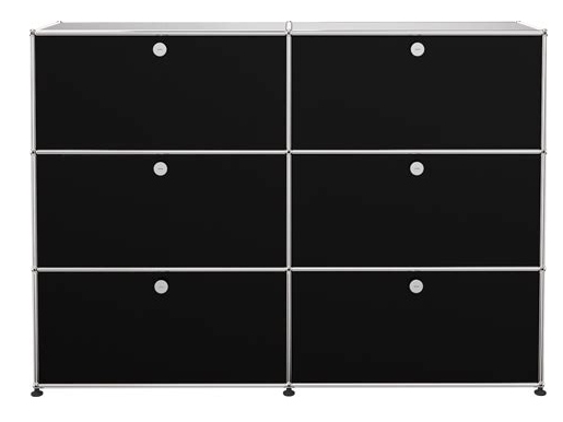 USM Haller  Regal 2 Schubl.-4 Kappenschwarz 152x37x110cm