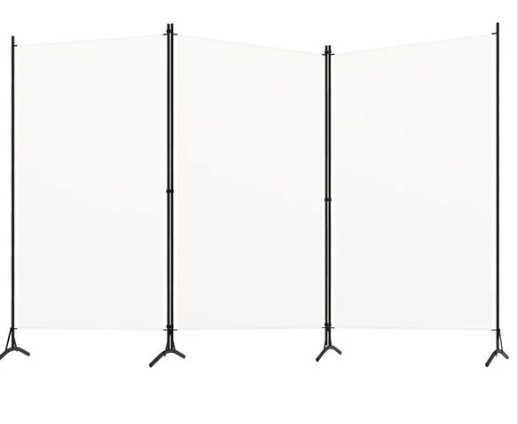 Trennwände  3.teilig in Stoff weiss, 260x180cm