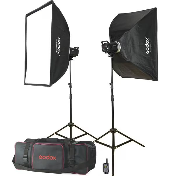 Studioblitzanlage MS Studio Flash Kit Studioblitzanlage mit zwei Blitzköpfen und zwei Stativen