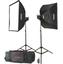 Studioblitzanlage MS Studio Flash Kit Studioblitzanlage mit zwei Blitzköpfen und zwei Stativen