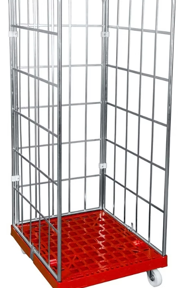 Rollbehälter mit Kunststoffplatte, 2 Gitterwände, 724 x 815 x 18