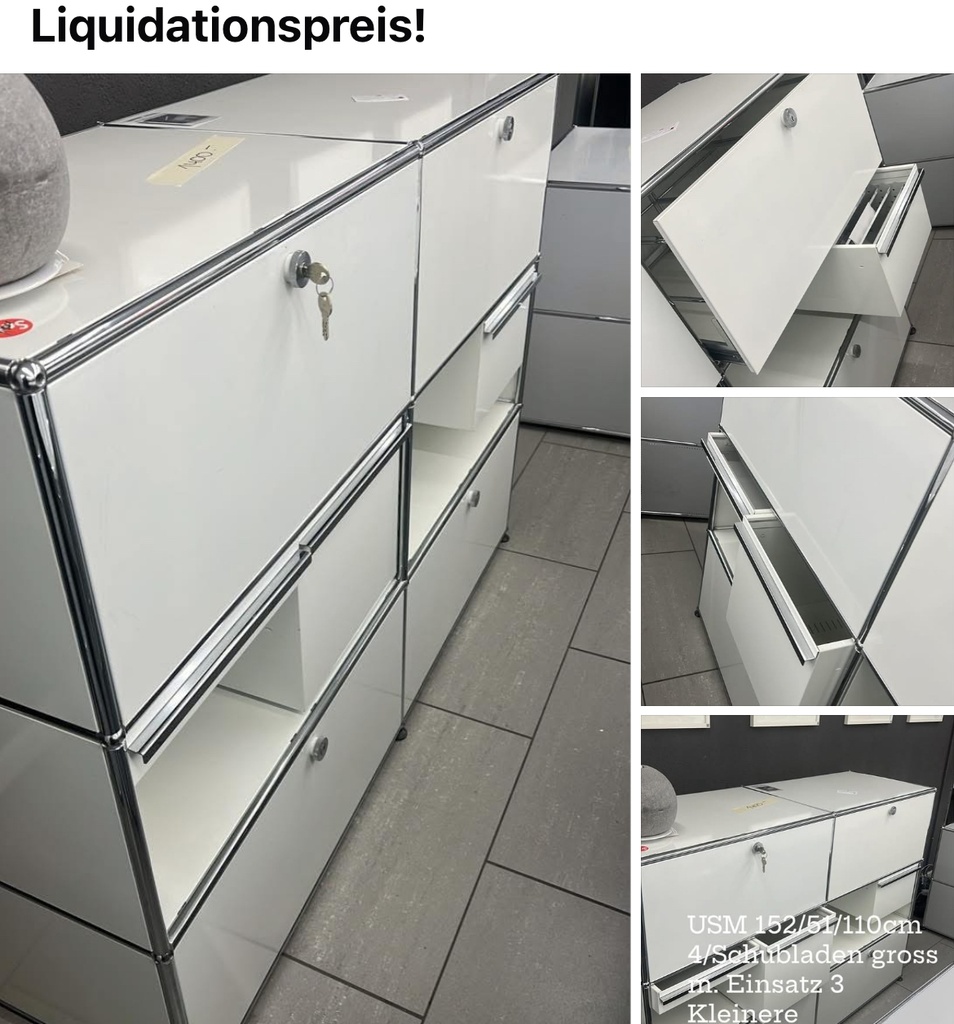 USM Regal Weiss 152x51x110cm 4Schubl./1Kl./2 mittlere