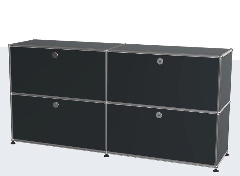 USM Highboard  152x37x75cm Grau 2 Schubl.2 Klappen