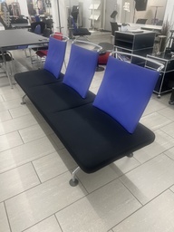 Vitra Area Dreisitzer Sofa, Lounge, Textilbezug schwarz, Rückenpolster Blau Chrom Gestell,