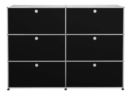 USM Haller  Regal 2 Schubl.-4 Kappenschwarz 152x37x110cm
