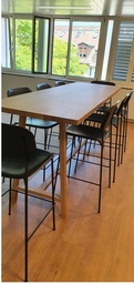 Bartisch  Tischplatte in Eiche furniert, Kanten Massiv 270x80x105cm