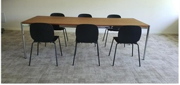 USM Haller Tisch, m.  6 Stühlen schwarz Nuss geölt, 250x100c