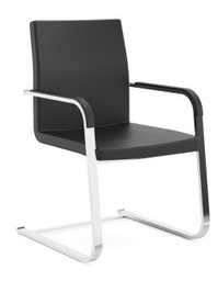 SitagLINE Edition 2 Lowback Freischwinger mit Armlehnen, Leder schwarz