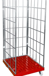 Rollbehälter mit Kunststoffplatte, 2 Gitterwände, 724 x 815 x 18