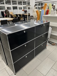 USM Haller Regal Schwarz 152x35x110ccm 4Kl./2.Schubl.