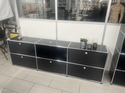 USM Haller Regal Schwarz 220x35x75ccm 2Kl/3/Schubl.