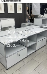 USM Haller Regal Lichtgrau 1/Klappen/1 Auszugsschublade m. Schlüssel 200x51x75cm