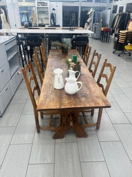 Antiker Klostertisch Massivholz 240×75 cm inkl. 6 Stühle – rustikal & stabil