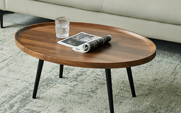Beistelltisch Oval, 80x55x38cm, Nussbaum braun/schwarz